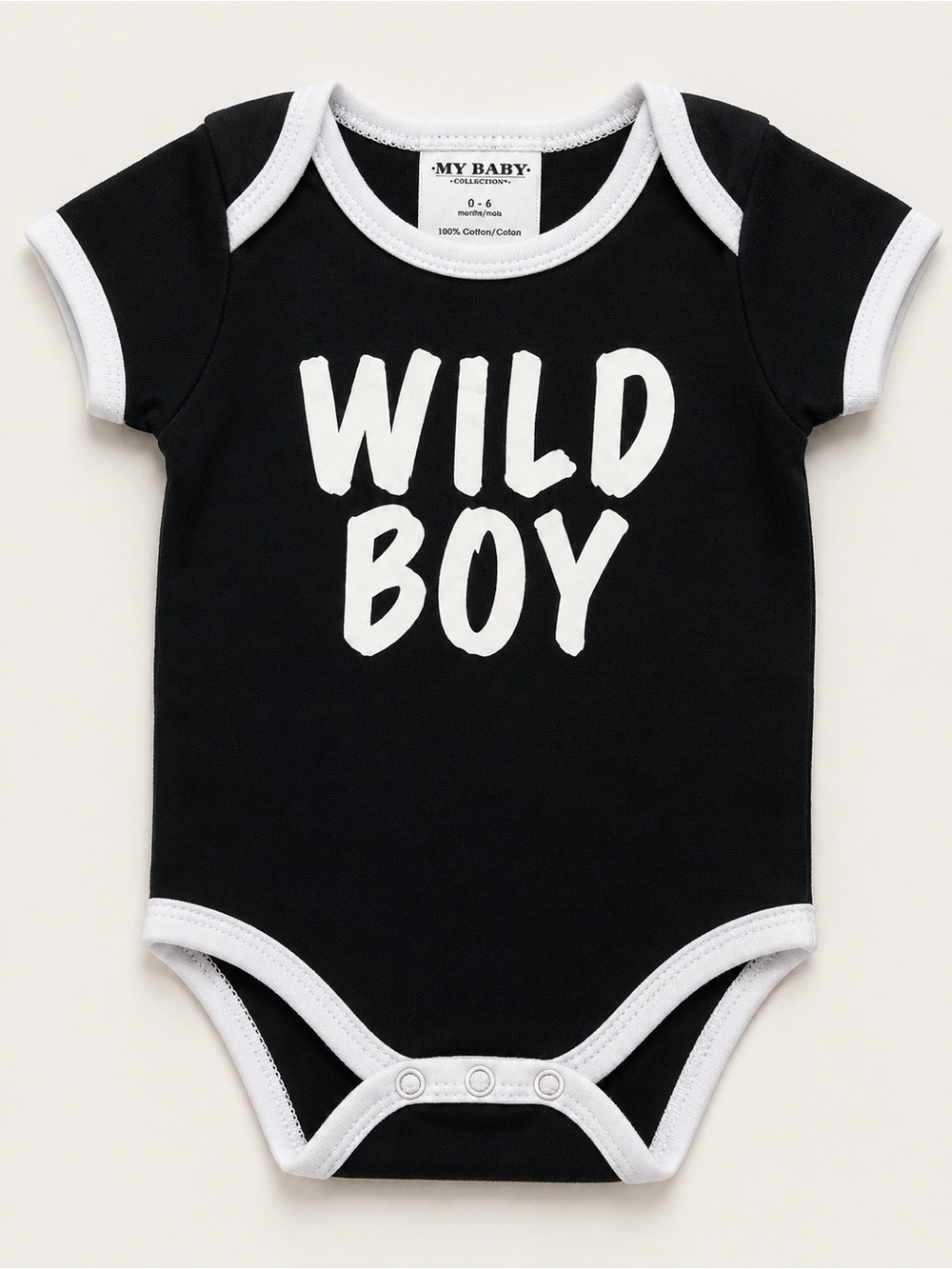 My Baby Black "Wild Boy" Short-Sleeve One-Piece Bodysuit 0-6 months
